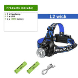 Linterna frontal de pesca de alta potencia XHP360 de 1000000 LM, recargable, para camping, senderismo, LED, con batería externa