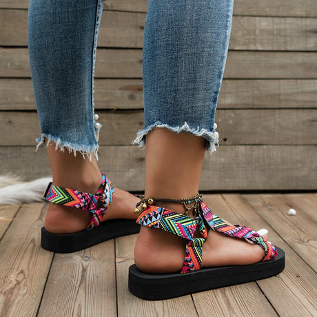 2023 Summer Flat Women's Shoes Hemp Rope Set Foot Beach Sandals Outdoor All-match Casual Slippers Large Size Women Sandals - Lootquake