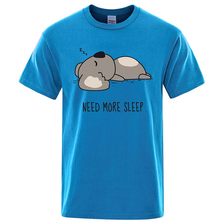 Need More Sleep Cartoons Bear Men Tshirt Street T-Shirts Hip Hop Unisex Tops Fashion Cotton Clothes Casual Breathable T Shirt - Lootquake