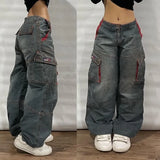 Streetwear Fashion New Multi-pocket Washed Baggy Jeans Men And Women Y2K Hip-hop Harajuku Casual Gothic High Waist Wide Trouser - Lootquake