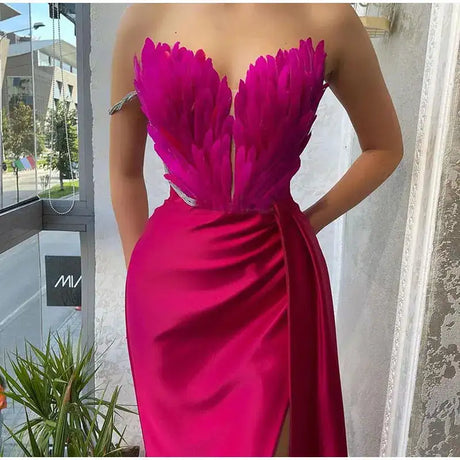 White Angel Feather Dress Luxury Design Women's Off Shoulder Elegant Long Dress Halloween Christmas Party Evening Wedding Dress - Lootquake