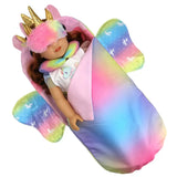 Mochila de moda para muñecas americanas de 15 a 18 pulgadas, asiento de seguridad, manta y saco de dormir, regalo para niñas.