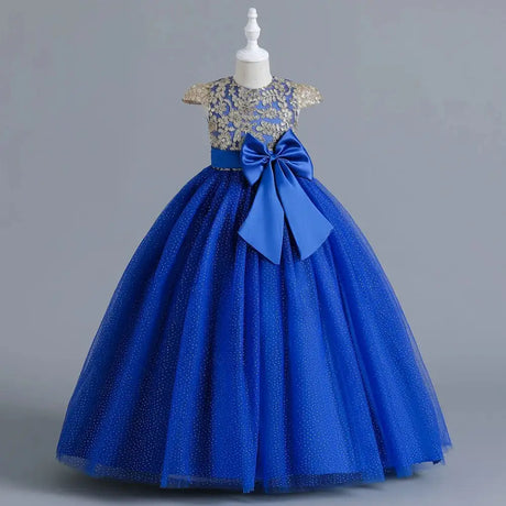 New Christmas Party Princess long dress children's dress children's gauze lace birthday party dinner ball big butterfly dress - Lootquake