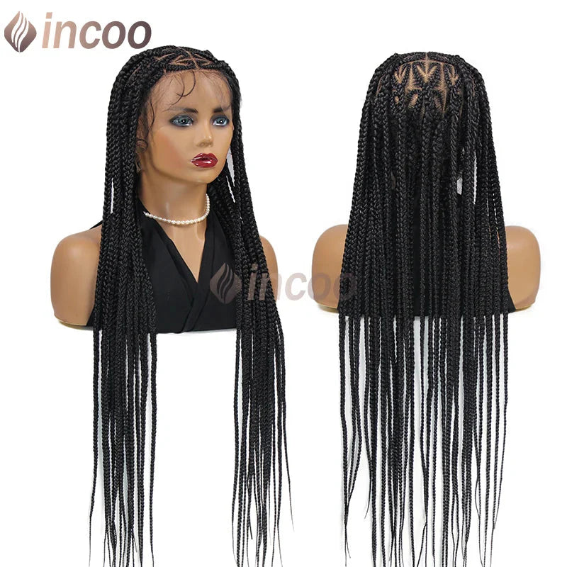 36" Heart Shaped Braided Wig | Senegalese Twists & Jumbo Box Braids | Full Lace Frontal