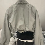 2024 Autumn Vintage Women's Windbreaker Cropped Jackets Harajuku Oversized Streetwear Long Sleeve Fashion Female Elegant Top - Lootquake