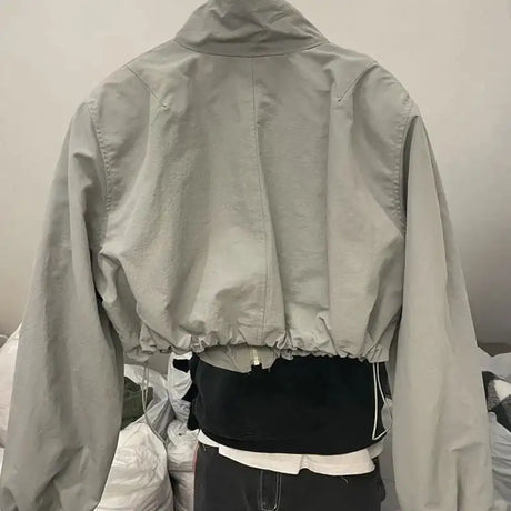 2024 Autumn Vintage Women's Windbreaker Cropped Jackets Harajuku Oversized Streetwear Long Sleeve Fashion Female Elegant Top - Lootquake