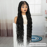 36" Boho Box Braids Wig with Curly Accents | HD Full Lace | Baby Hair