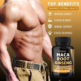 Black + Red + Yellow Maca Root Ginseng Extract Supplement for Men and Women, Natural Energy Support, Stamina, Focus