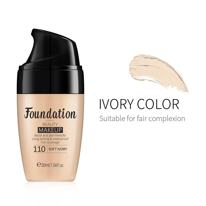 LAIKOU Base de maquillaje líquida hidratante de larga duración, cosmética facial, iluminadora natural, tono base, maquillaje, 30 ml