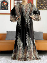 Vestido largo Abaya de algodón suelto de manga larga con estampado dashiki africano de nuevo estilo para mujer, vestido informal de verano