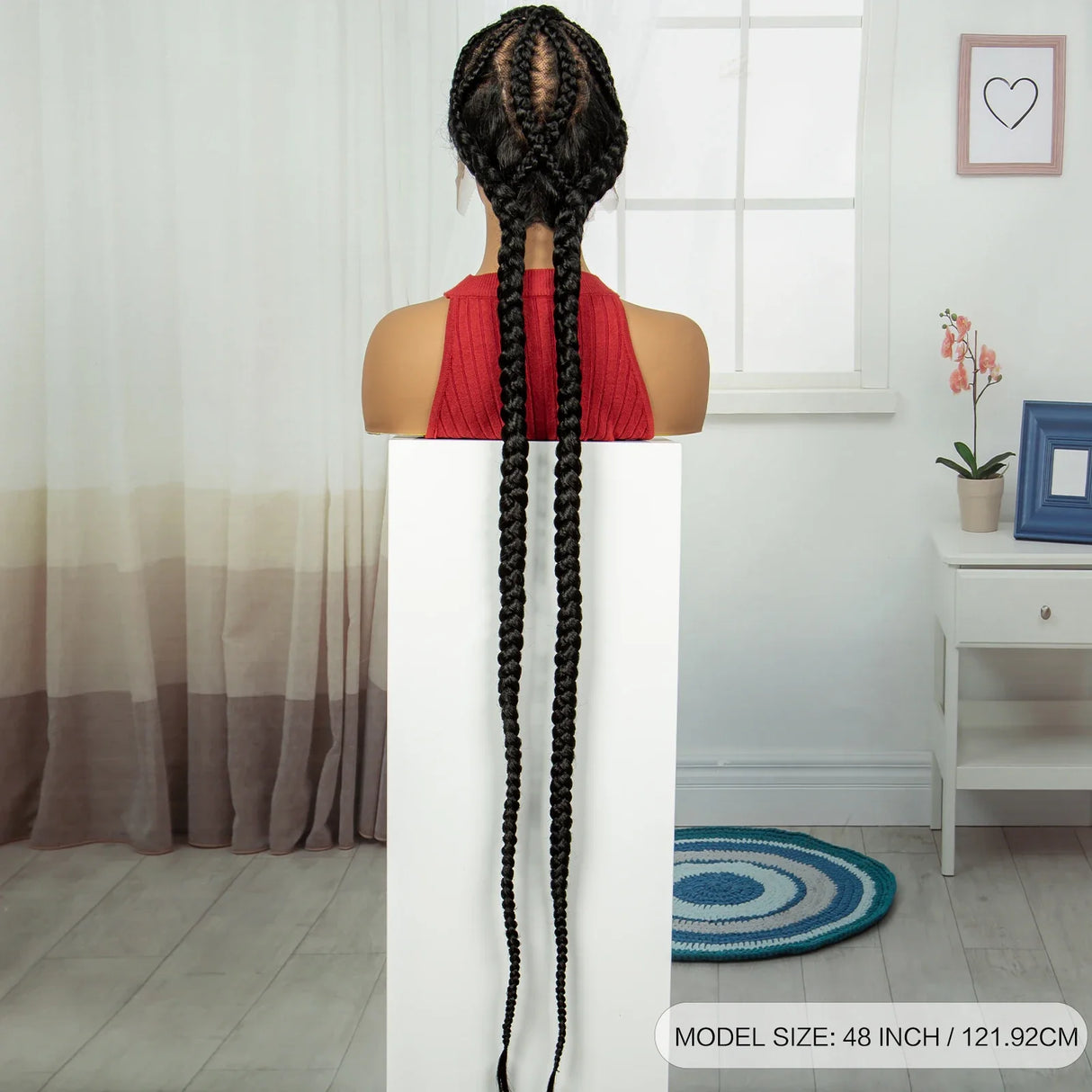 48" Super Long Cornrow Knotless Braids Wig | Full Lace Frontal