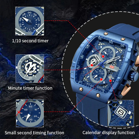 2025 New VA VA VOOM Top Brand Men Watches Luxury Square Sports Quartz Watch Waterproof Multifunctional Chronograph Watch for Men - Lootquake
