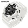 SANDA 3168 White Sport Watch  LED Digital 50M Waterproof Watch Men Multifunction Clock Relogio Masculino Men Military Watches - Lootquake