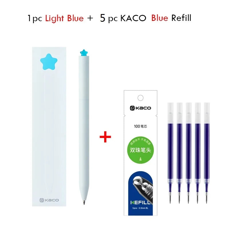 KACO Gel Pens Sets School Office Supplies for Kids 0.5mm High-capacity Heart / Star Sign Writing Gadgets Love Gift Cute Items