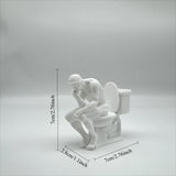 3D Printed, The Thinker Statue Sitting on Toilet, Durable Plastic, Humorous Bathroom Desktop Office Decor, Unique Design