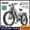 Bicicleta eléctrica BURCHDA RX80 para adultos, motor de 1000 W, batería de 48 V 20 Ah, neumáticos anchos todoterreno de 26", bicicleta eléctrica para montaña y nieve, ciclismo todoterreno