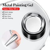 8ml Super Shine Silver Metal Painting Gel Nail Polish High-density Mirror Effect Semi Permanant Nail Art Manicure Varnish