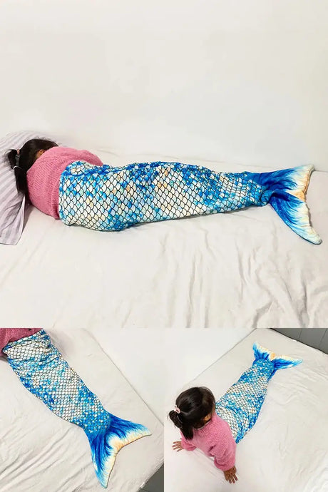 Mermaid Blanket Sleeping Bag Anti Kick Flannel Quilt Soft Fabric High Color Fastness Children Birthday Gift Fish Tail - Lootquake