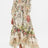2024 New V-neck Heavy Beaded Butterfly and Flower Print Women Vacation Wear 100% Silk Multi-layer Ruffles Long Dress - Lootquake
