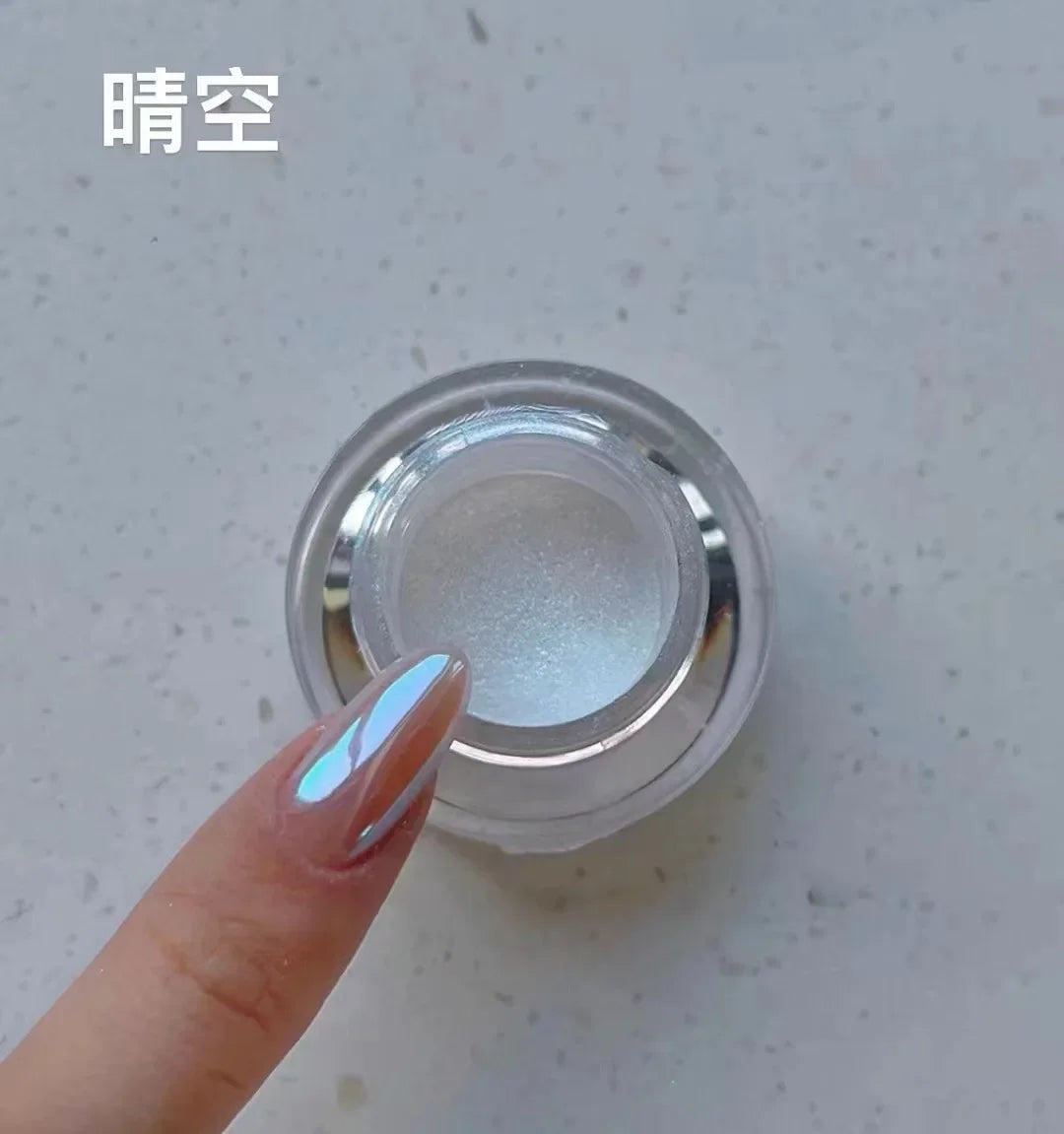 1 pieza de polvo de uñas con efecto espejo Moonlight, plateado, con purpurina fina y efecto metálico, pigmento en gel, esmalte de uñas holográfico cromado, para salón de arte.