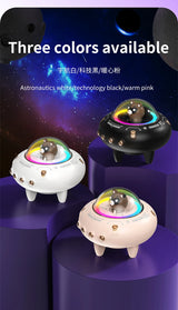 Mini haut-parleur portable Bluetooth avec éclairage LED RGB, design OVNI, vaisseau spatial, haut-parleur sans fil, idéal comme cadeau, compatible TF