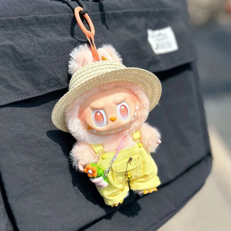 Vêtements de poupée Labubu Big Into Energy, combinaison d'été de remplacement avec chapeau de paille et ceinture pour Ropa Labubu