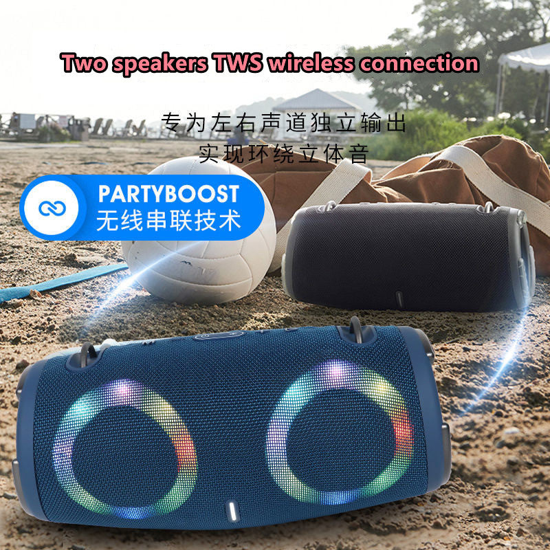 High power bluetooth speaker portable RGB colorful light waterproof wireless subwoofer 360 stereo surround TWS FM boombox