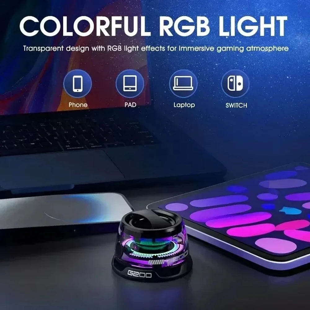 Enceinte Bluetooth portable G200, éclairage RGB, haut-parleur magnétique BT5.3, mini caisson de basses, autonomie de 7 heures, support pour téléphone