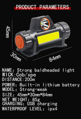 1-5PCS Portable Mini Powerful LED Headlamp XPE+COB USB Rechargeable Hunting Headlight Waterproof Head Torch with Tail Magnetic - Lootquake