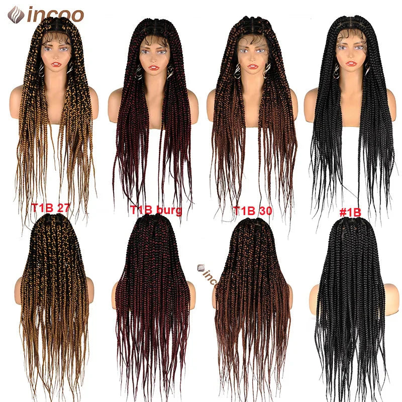 36" Jumbo Knotless Box Braided Full Lace Front Wig | Cornrows | Synthetic Braids | Black Women