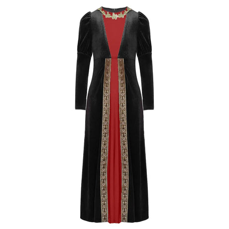 Girls Velvet Medieval Princess Dress Long Sleeve Renaissance Retro Robe Ancient Roman Long Dress for Halloween Carnival Party - Lootquake