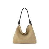 All-Match Chamois Matte Suede Cowhide Leather Tote | Large Capacity Designer Maillard Dressing Coffee Winter Ladies Handbag