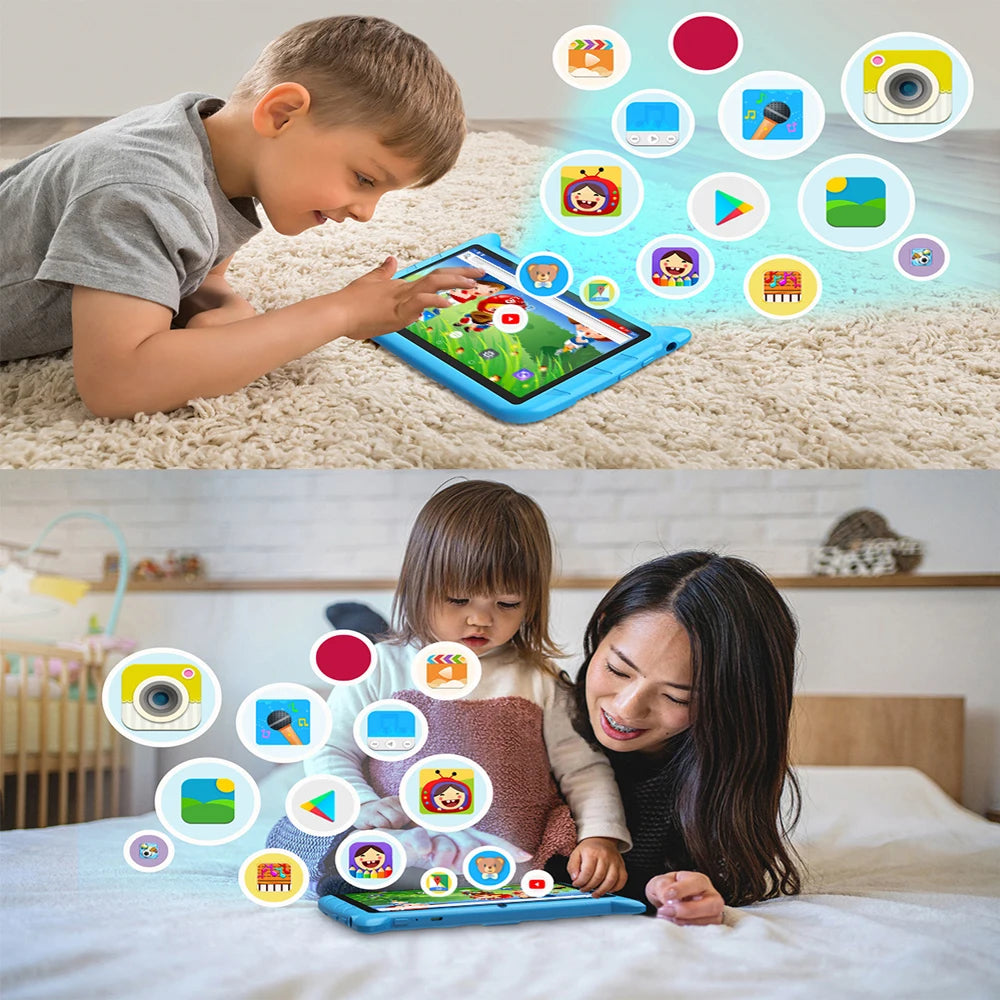 Tablettes PC Android 7 pouces pour enfants, cadeaux pour enfants, apprentissage, éducation, quadruple cœur, 4 Go de RAM, 64 Go de ROM, 5G, Wi-Fi, Bluetooth, caméras