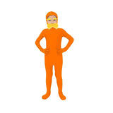 Halloween Party Jumpsuit Orange Costume Yellow Moustache and Eyebrow Baring Orange Bodysuit Masquerade Outfits for Kid and Adult