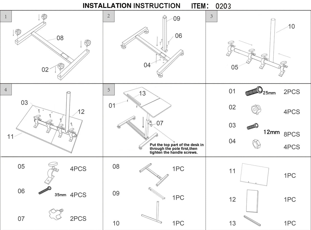 Adjustable Height Laptop Desk Rolling Cart Table Stand Movable Computer Table Sofa Side Tables