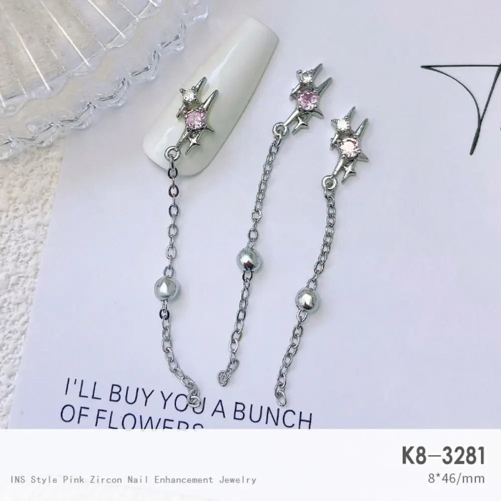 Light Luxury Charms Luxury Nails DIY Nail Charms Japanese Style Pink Jewel Nails Decor Manicure Ornaments Alloy