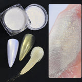 1/2PC Pearl White Mermaid Aurora Chrome Nail Powder Metallic Neon Rainbow Dust Nail Art Gel Polish Supplies Mirror Chrome Powder