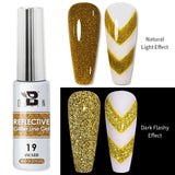 5ML Gold Silver Metallic Liner Paint Gel Polish Chrome Mirror Metal Effect Super Bright French UV LED Semi Permanent Nail Gel