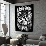Tapiz de banda de rock A-Alice In Chains Música Decoración del hogar Estética Colcha Tapiz de pared Alfombras Cubierta de dormitorio Tela
