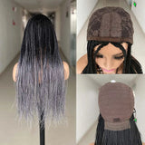 26" Ombre Box Braided Cosplay Wig | Long Straight Braids with Curly Ends | Synthetic Twist Braiding Hair