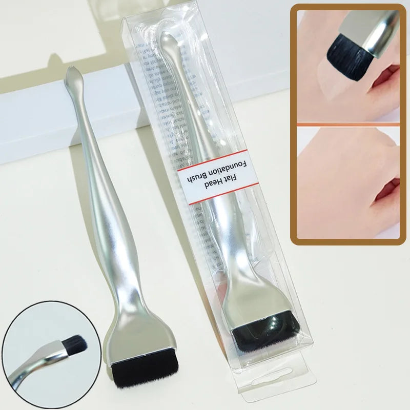 Single Ultrathin Flat-Head Foundation Brush,Spoon-Shaped Design/Non-Powder-Eating/No Powder Waste,For Liquid Foundatio/BBCream,P