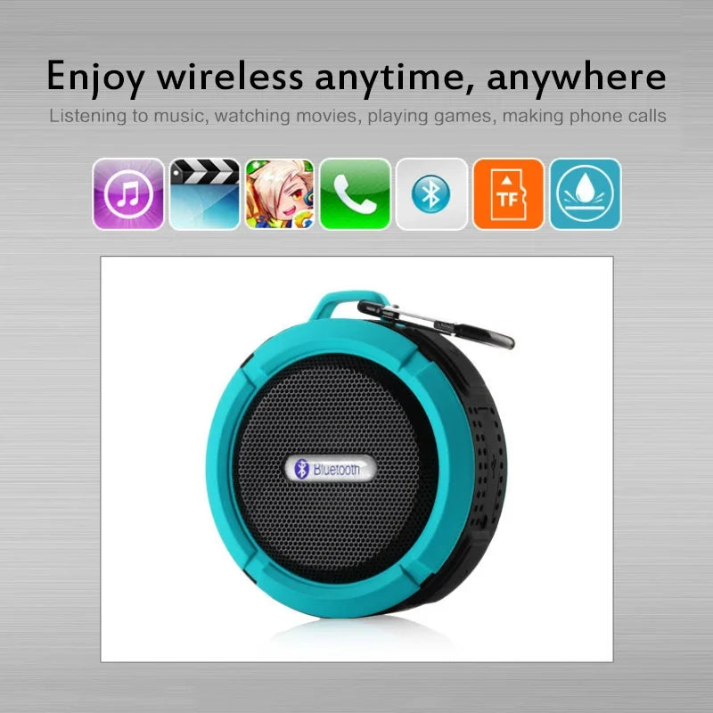 #C6 Altavoz Bluetooth con ventosa grande, estéreo, para deportes al aire libre, mini, compatible con TF, subwoofer, portátil, resistente al agua