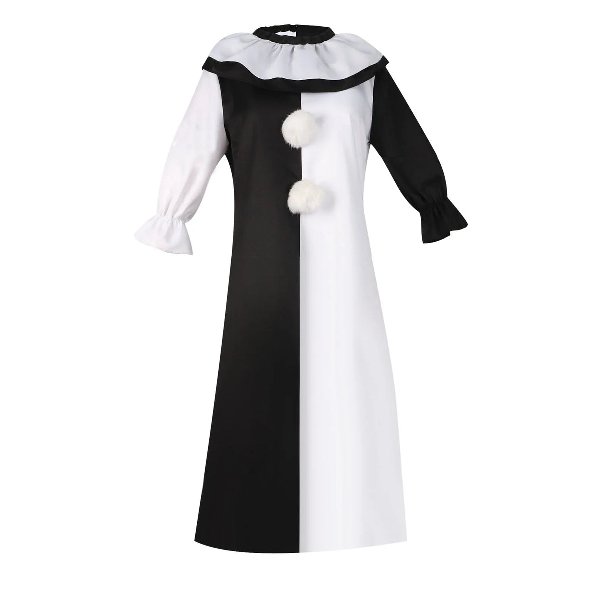 Clown Cosplay Costume Adult Dress Black White Dress With Collar Halloween Outfit