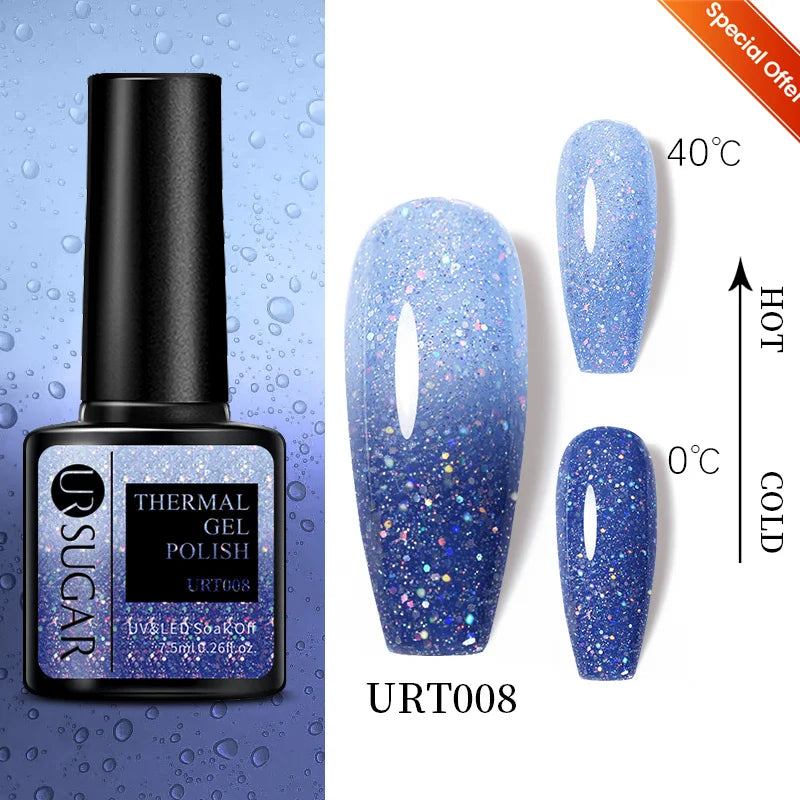 UR SUGAR 7.5ml Glitter UV Gel Nail Polish Glitter Sequins Soak Off UV Gel Varnish Colorful Nail Gel Polish DIY Nail Art Polish