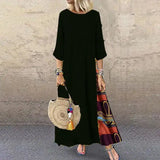 Women's Fashion Casual Loose Big Swing Half Sleeve Long Dress Floral Holiday Maxi Dress Plus Size Vestidos Longos Robe - Lootquake