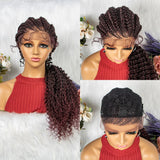 28" Knotless Cornrow Braids Wig with Curly Ends | Transparent Lace Front | Baby Hair