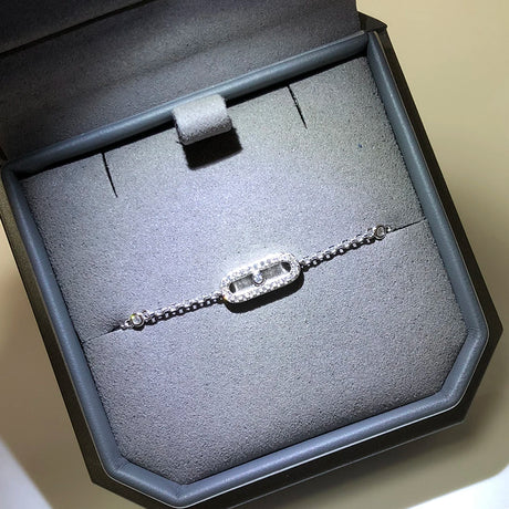 925 Sterling Silver Luxury Jewelry Classic Single Diamond Women's Bracelet. Moving Diamonds. - Lootquake