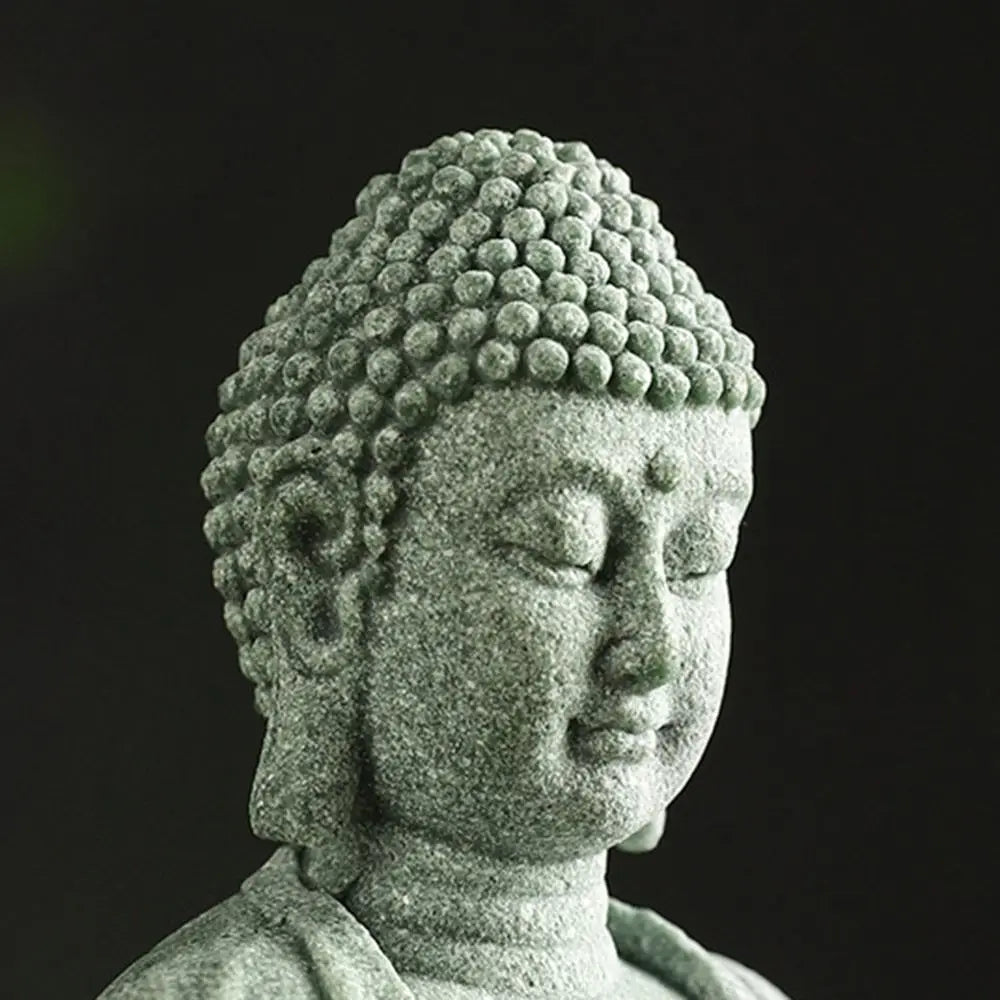 Decoración de pecera de Buda de arenisca, artesanía de Buda de meditación, escultura zen de Buda, micropaisaje, estatua de pecera