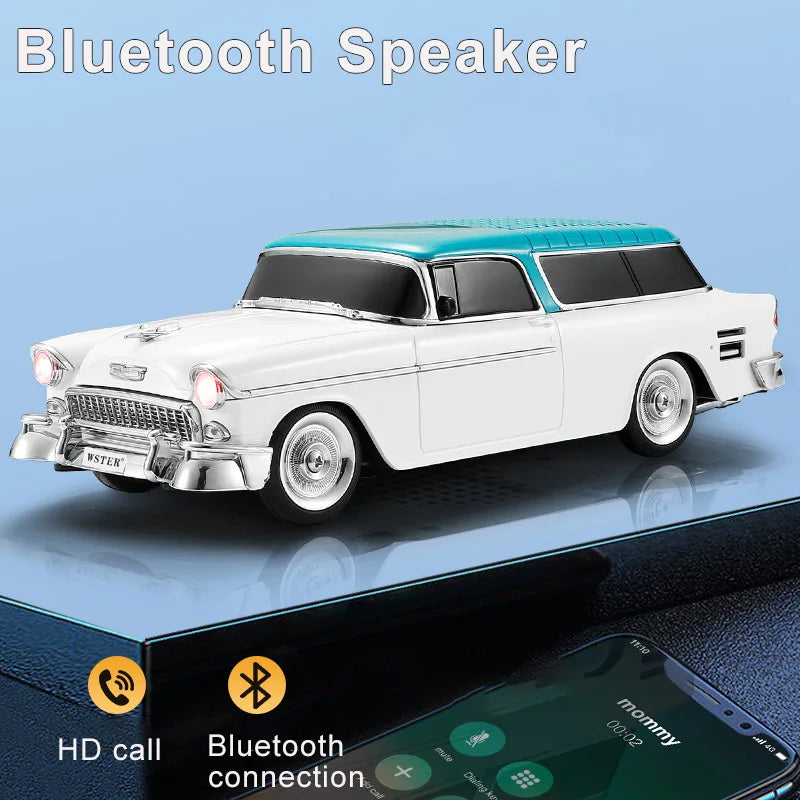 Enceinte Bluetooth sans fil pour PC, en forme de voiture classique, hi-fi, boombox, compatible radio FM, disque U, carte TF, AUX, cadeaux spéciaux, Caixa De Som