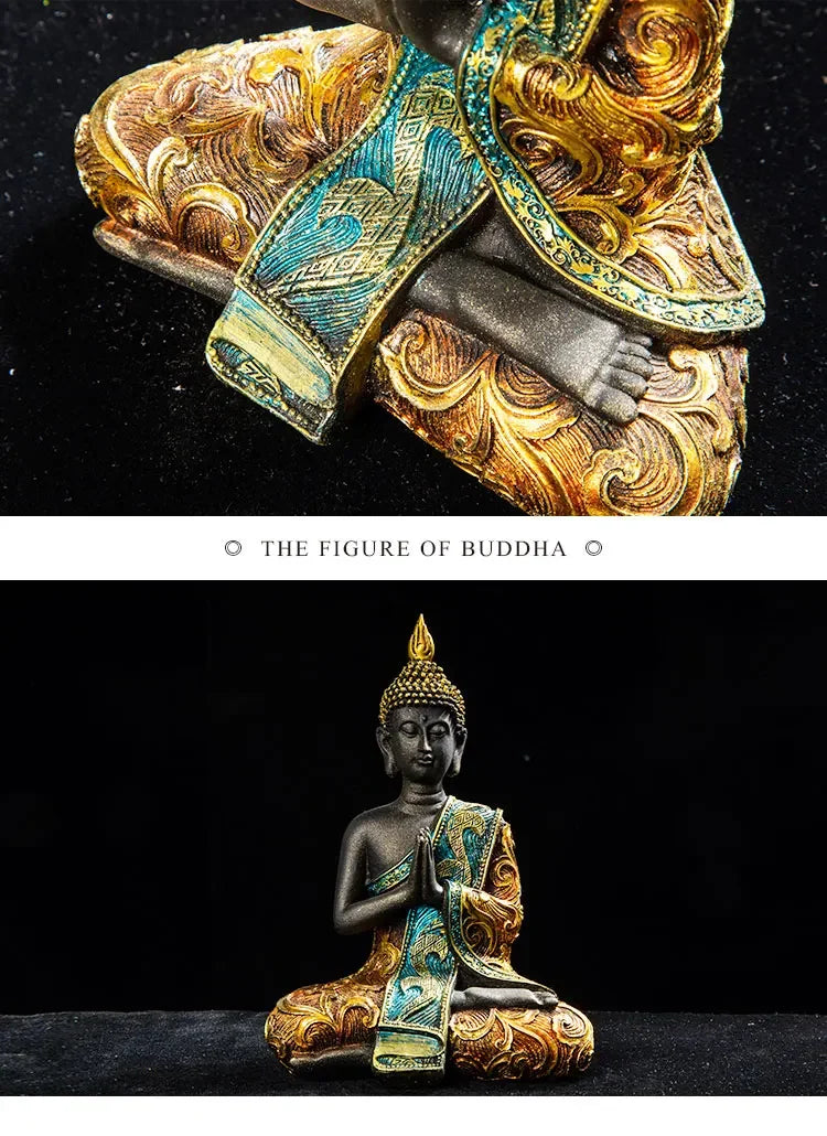 Estatua grande de Buda de Tailandia, escultura de Buda de resina verde hecha a mano, budismo hindú, fengshui, figura de meditación, decoración del hogar